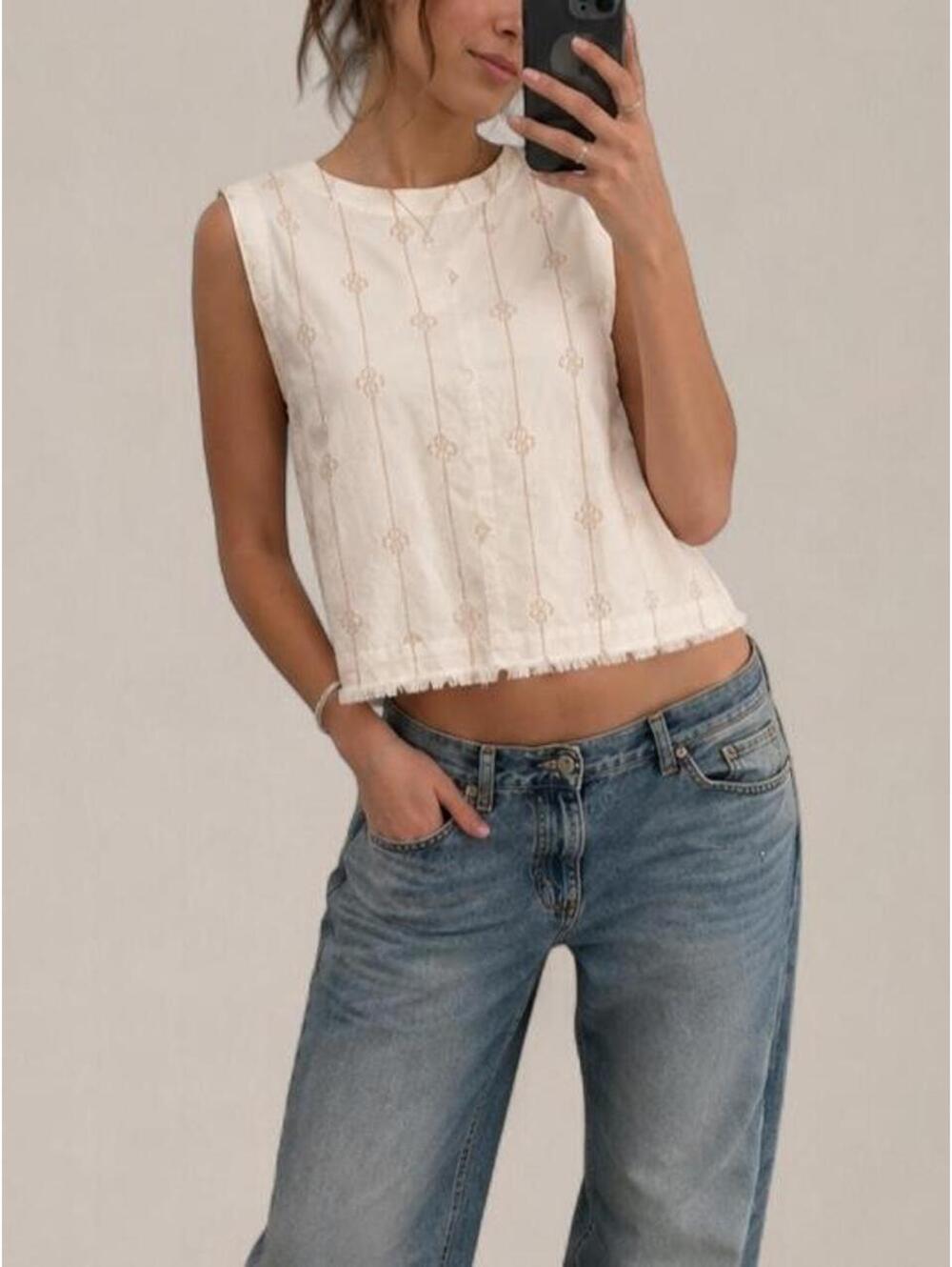 Liz Claiborne Linen Blend Sleeveless Top L